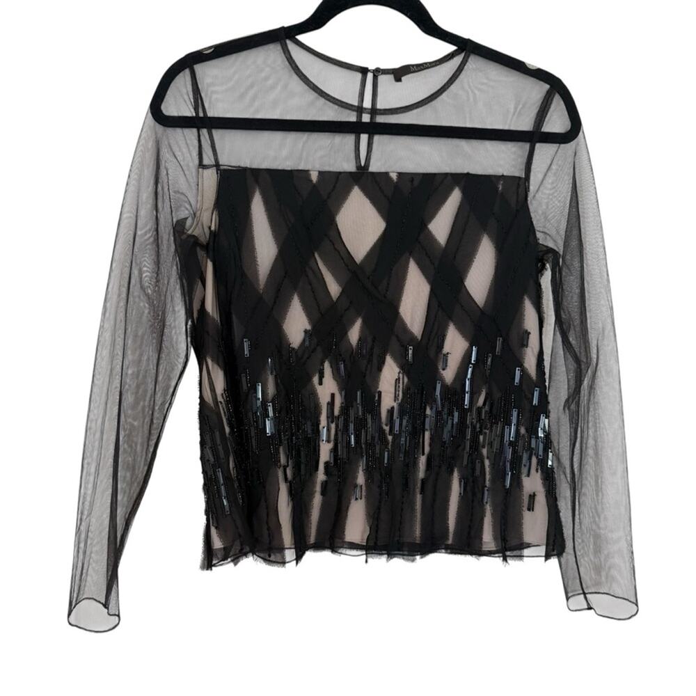 Max Mara Beaded Polyamide Evening Blouse Size 4